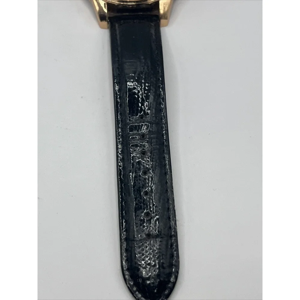 IBELI Women's Watch Eifel Tower Black Leather Band Rhinestone Bezel- New Battery
